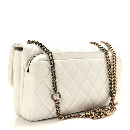 Chanel Calfskin Quilted Medium CC Crown Flap White 3 of 10