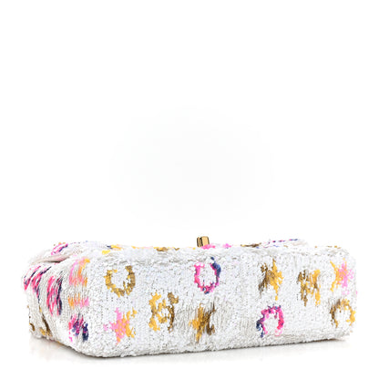 Chanel Sequin Logo CC Small Single Flap White Multicolor 4 of 9