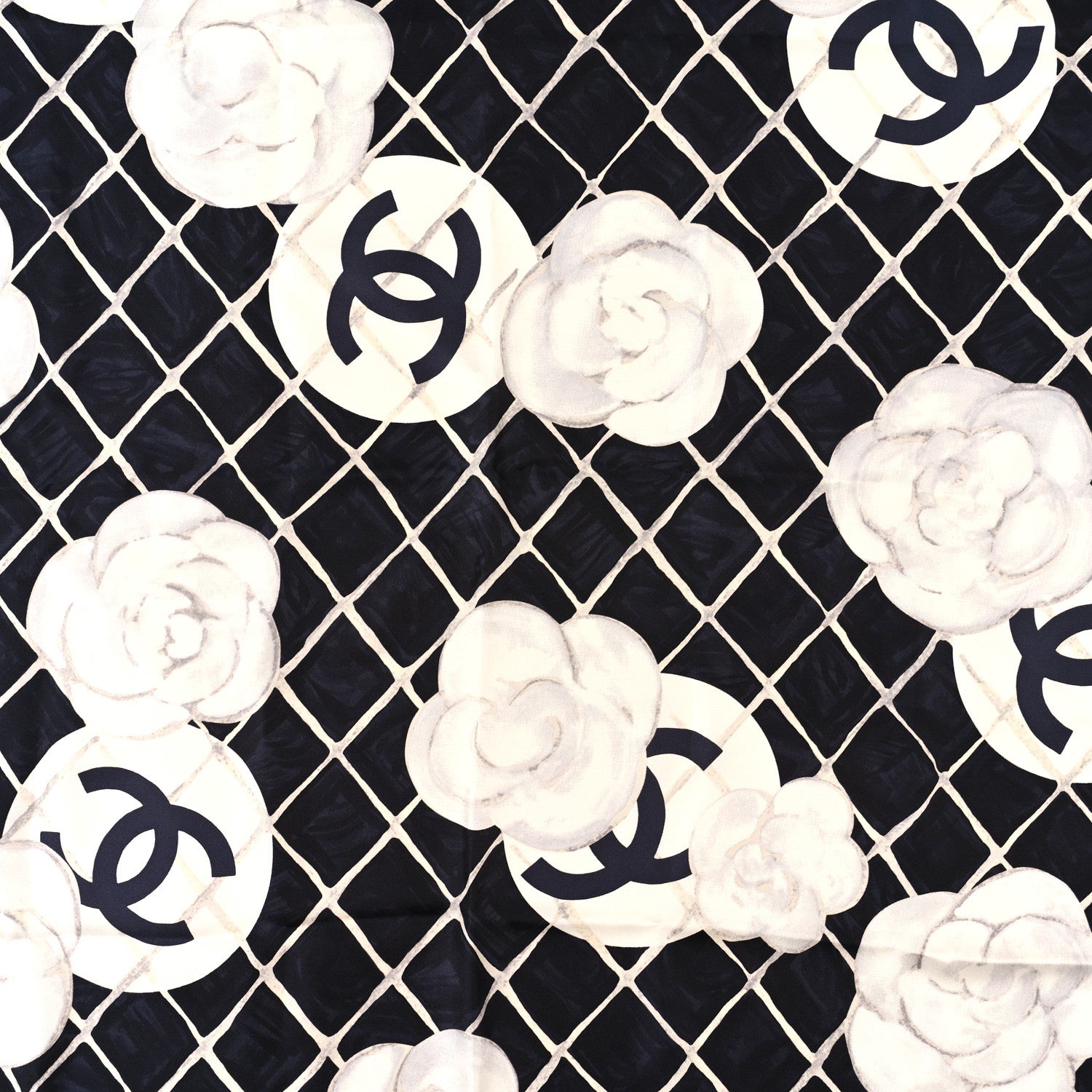 Chanel Silk Camellia CC Square Scarf Black 2 of 4