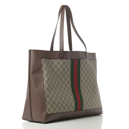 Gucci GG Supreme Monogram Web Large Ophidia Tote Brown 3 of 16