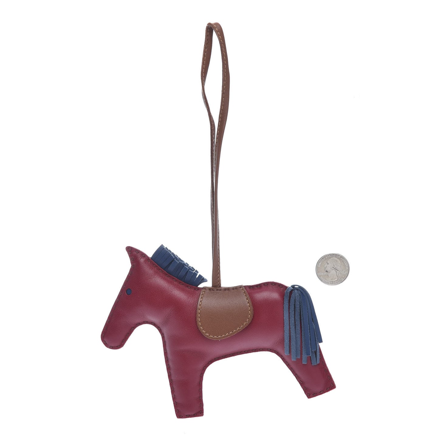 Milo Lambskin Grigri Rodeo Horse Bag Charm GM Rubis Bleu de Malte Fauve