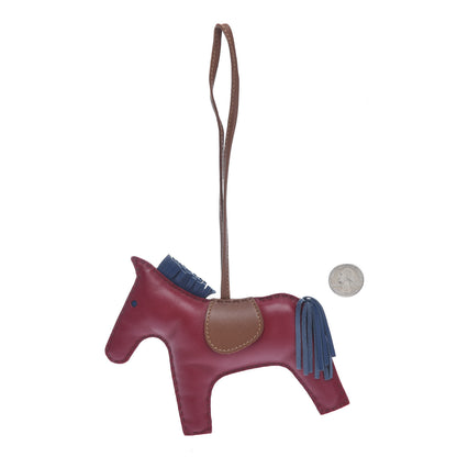 Hermes Milo Lambskin Grigri Rodeo Horse Bag Charm GM Rubis Bleu de Malte Fauve 2 of 3