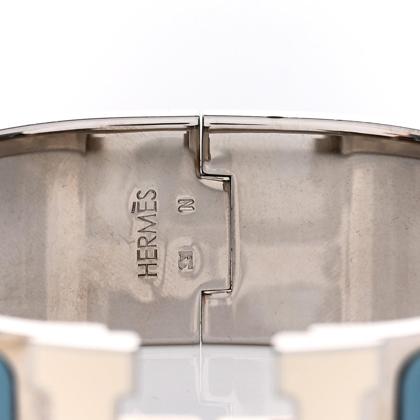 Enamel Wide Clic Clac H Bracelet Blue Jean White