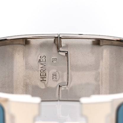 Hermes Enamel Wide Clic Clac H Bracelet Blue Jean White 3 of 3