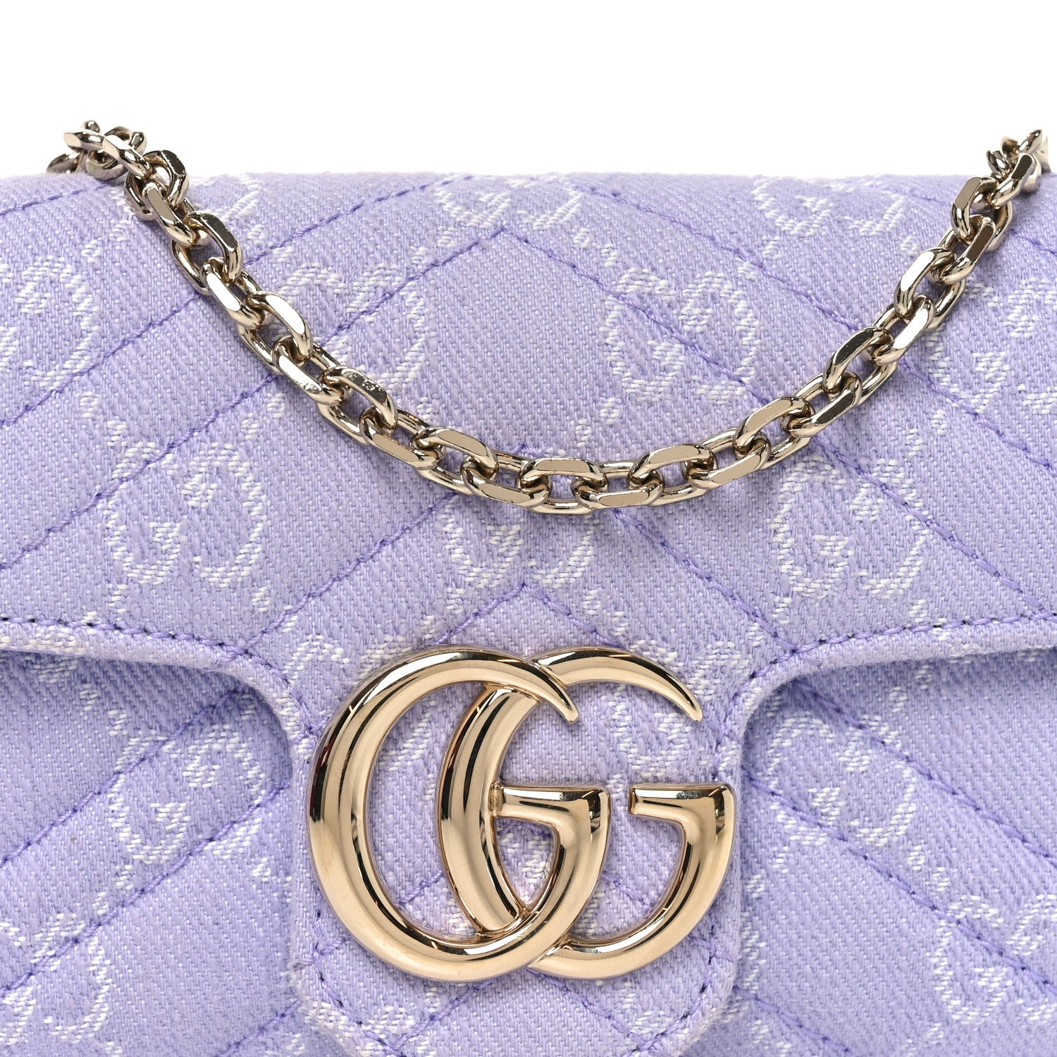 Gucci Denim GG Monogram Mini GG Marmont Shoulder Bag Light Purple 8 of 11