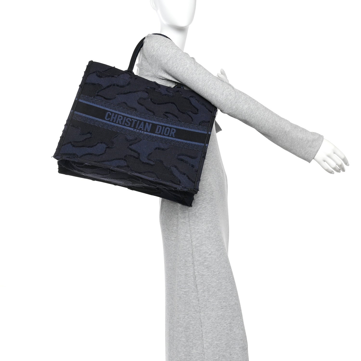 Christian Dior Canvas Embroidered Camouflage Book Tote Blue 2 of 10