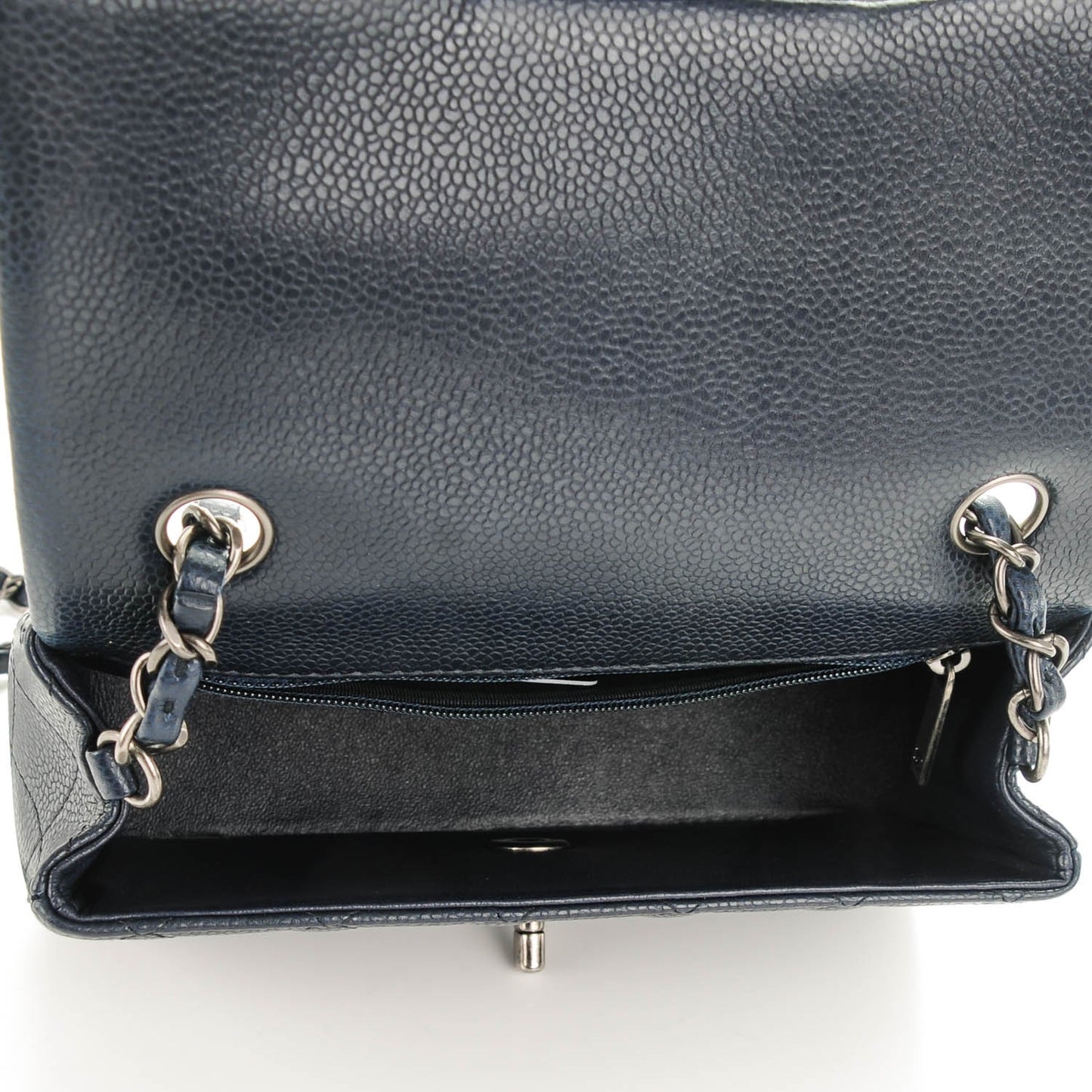 Caviar Quilted Mini Rectangular Flap Navy