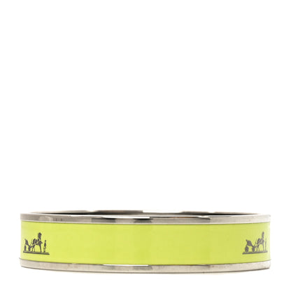 Hermes Enamel Printed Medium Caleche Bracelet 62 Lime 3 of 5