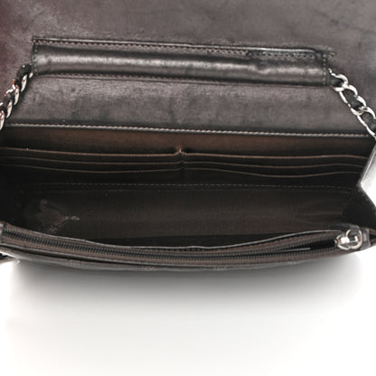 Chanel Metallic Lambskin Quilted Wallet On Chain WOC Dark Grey 5 of 17