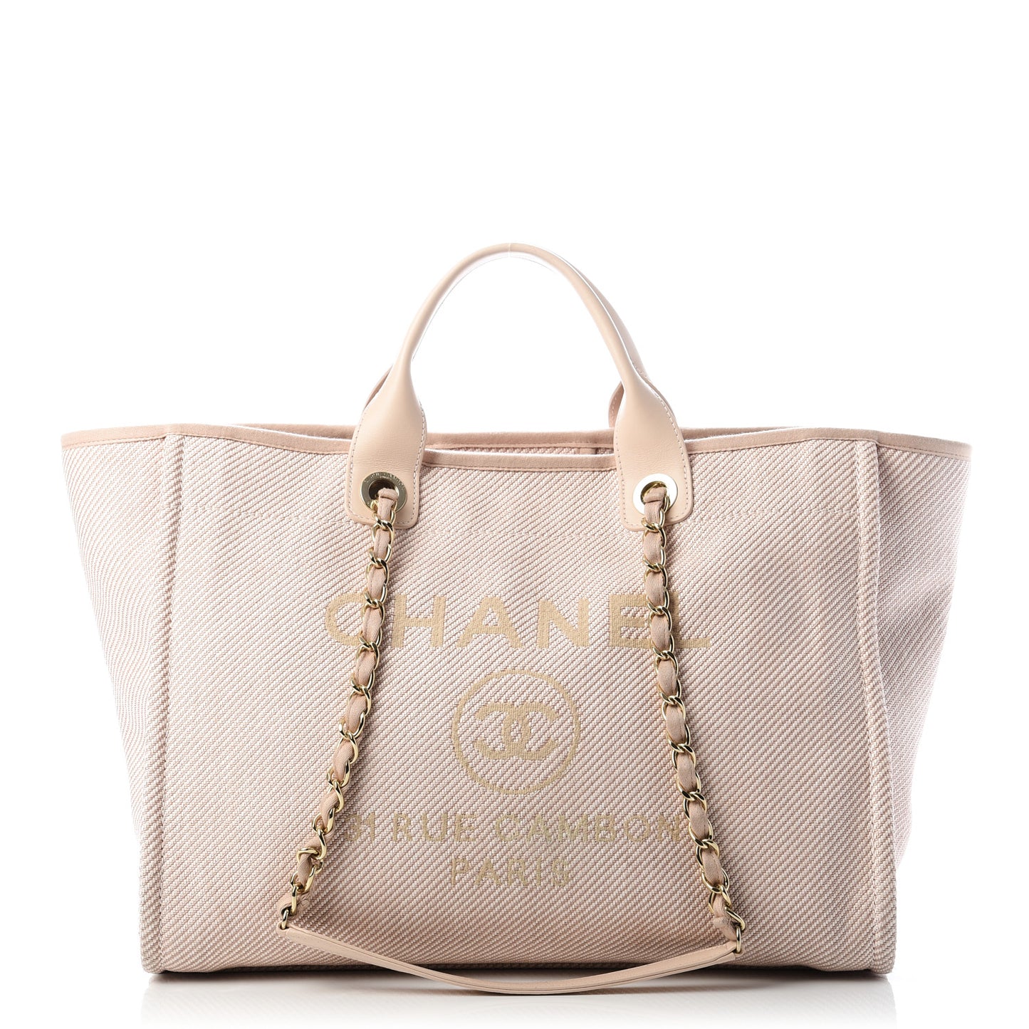 Mixed Fibers Calfskin Medium Deauville Tote Beige