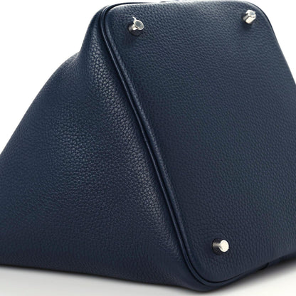 Hermes Taurillon Clemence Swift Eclat Picotin Lock 22 MM Bleu Nuit Bleu Electrique 7 of 11