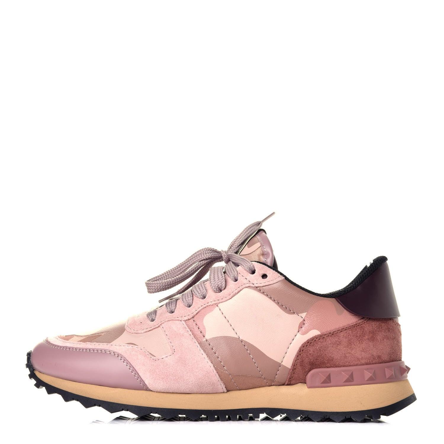 Valentino Garavani Nappa Suede Camouflage Womens Rockrunner Sneakers 38 Poudre Multicolor 1 of 8