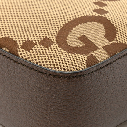 Gucci Monogram Jumbo GG Textured Dollar Calfskin Web Messenger Shoulder Bag Camel Ebony New Acero 14 of 15