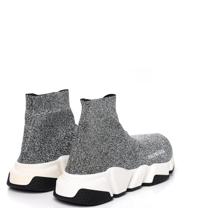 Balenciaga Laminated Knit Bi-Color Sole Womens Speed Sneakers 37 Silver White Black 4 of 9