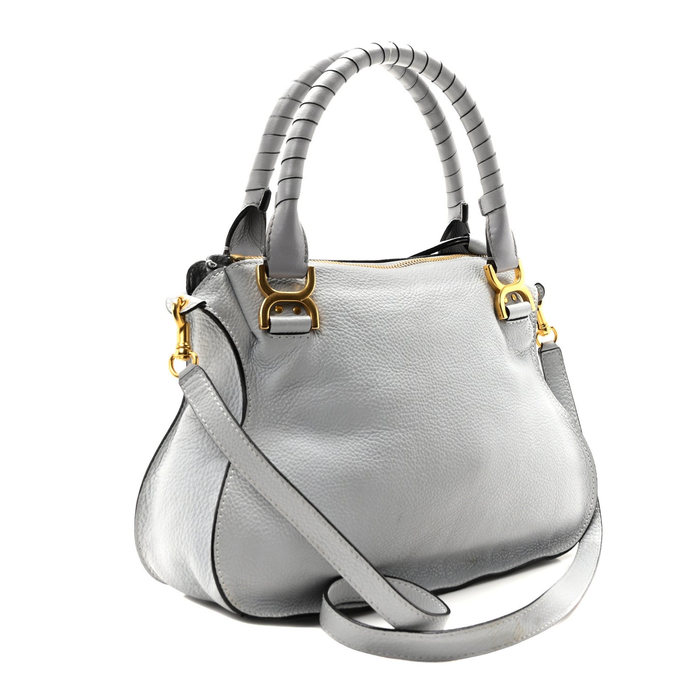 Calfskin Medium Marcie Satchel Light Cloud
