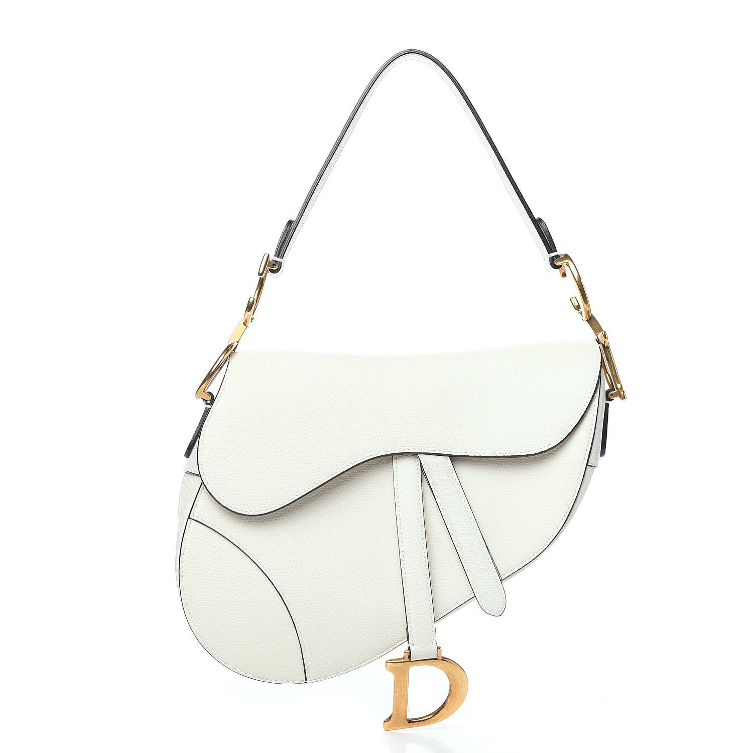 Christian Dior Grained Calfskin Saddle Bag White 1 of 9