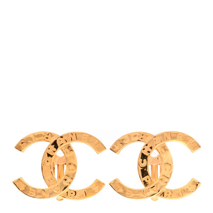 Chanel Metal CC Paris Button Clip On Earrings Gold 1 of 4