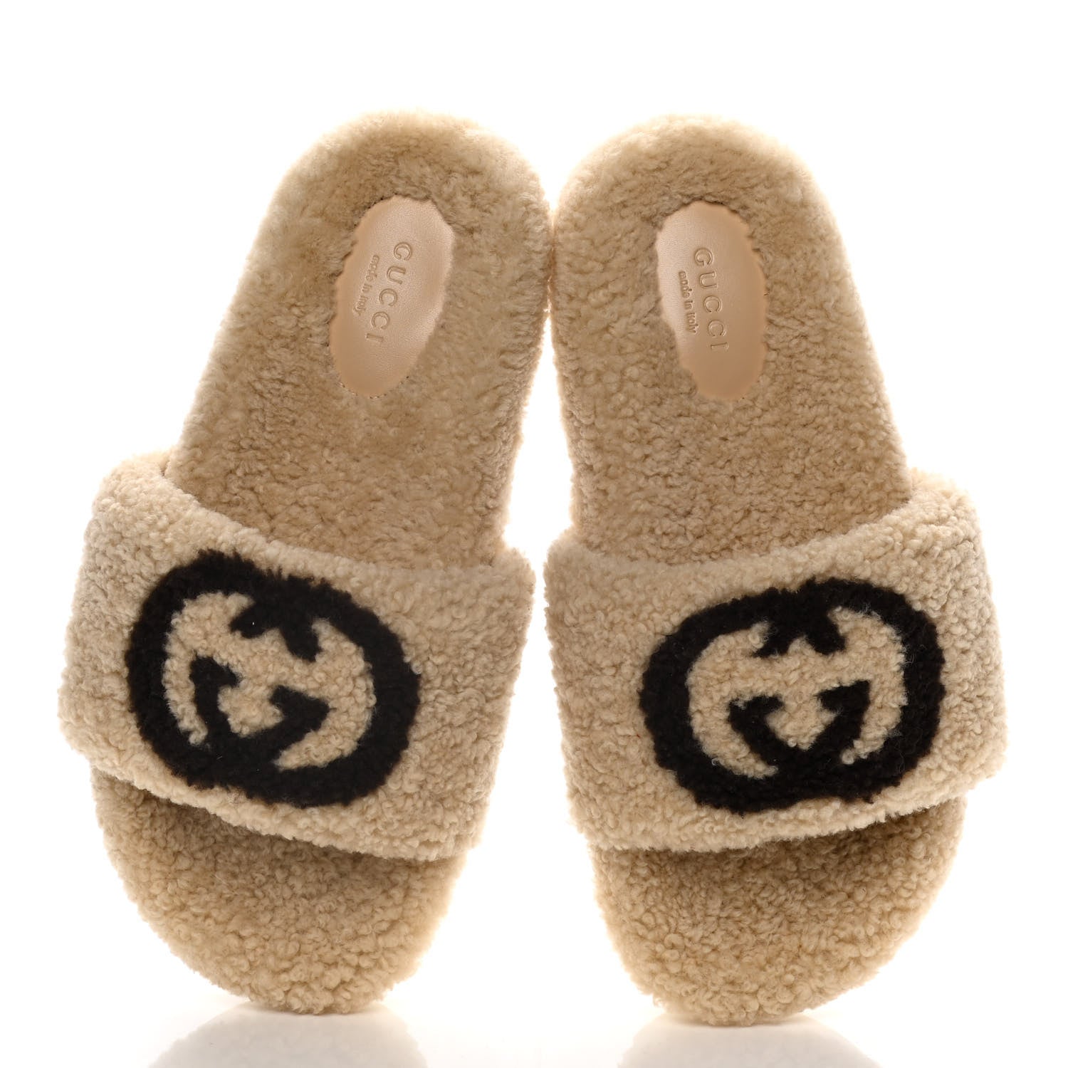 Gucci Shearling Womens Eileen Slide Sandals 38 Cocoa Butterscotch 5 of 11