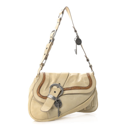 Christian Dior Calfskin Medium Gaucho Double Saddle Bag Ivory 1 of 14