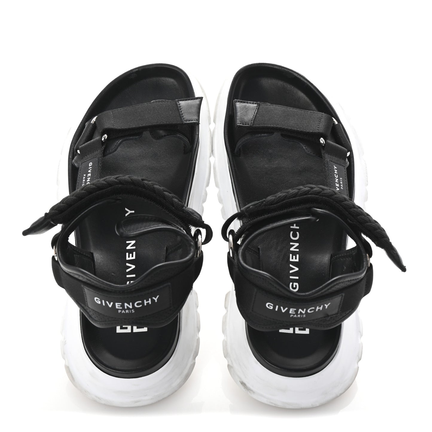 Calfskin Canvas Braided Spectre Sandals 42 Black