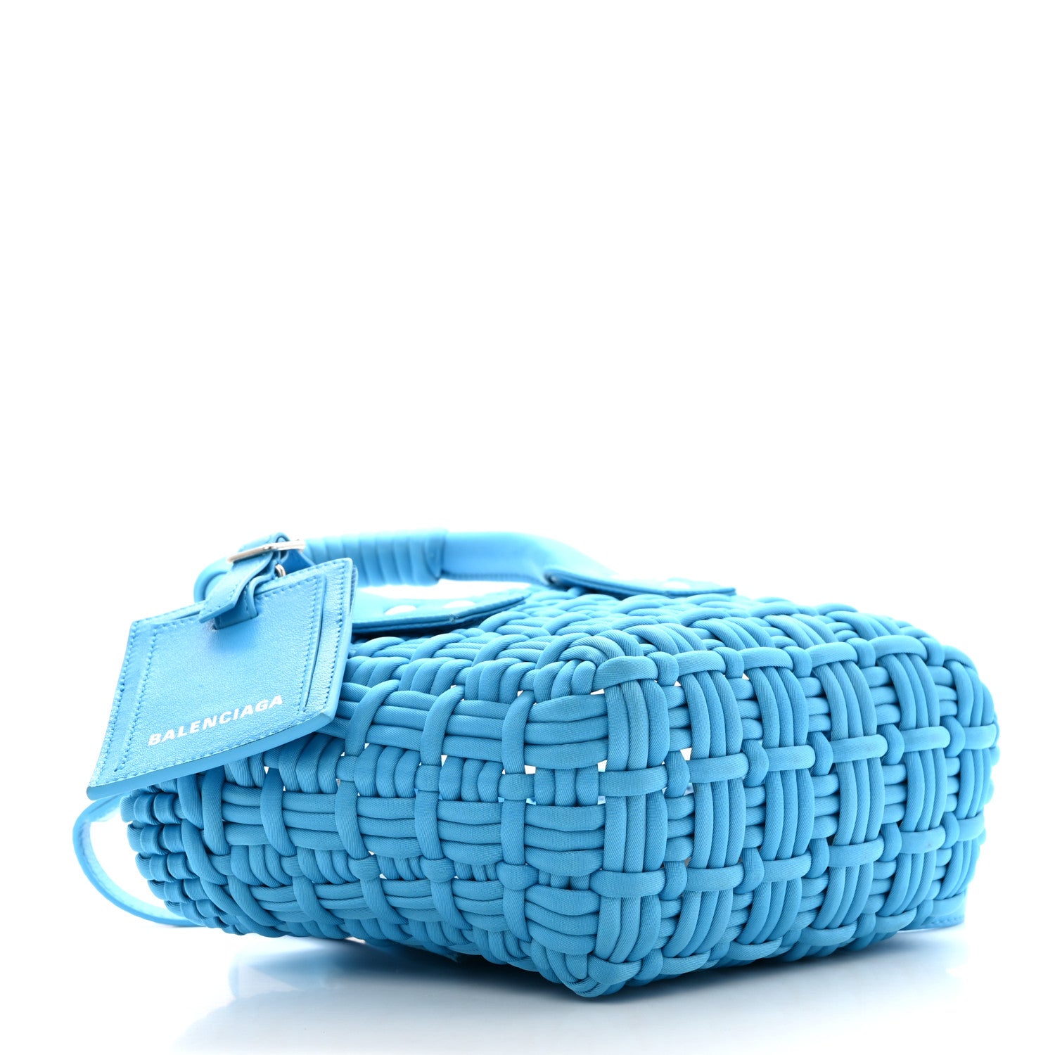 Balenciaga Recycled Nylon Faux Calfskin XXS Bistro Basket Turquoise Blue 4 of 10