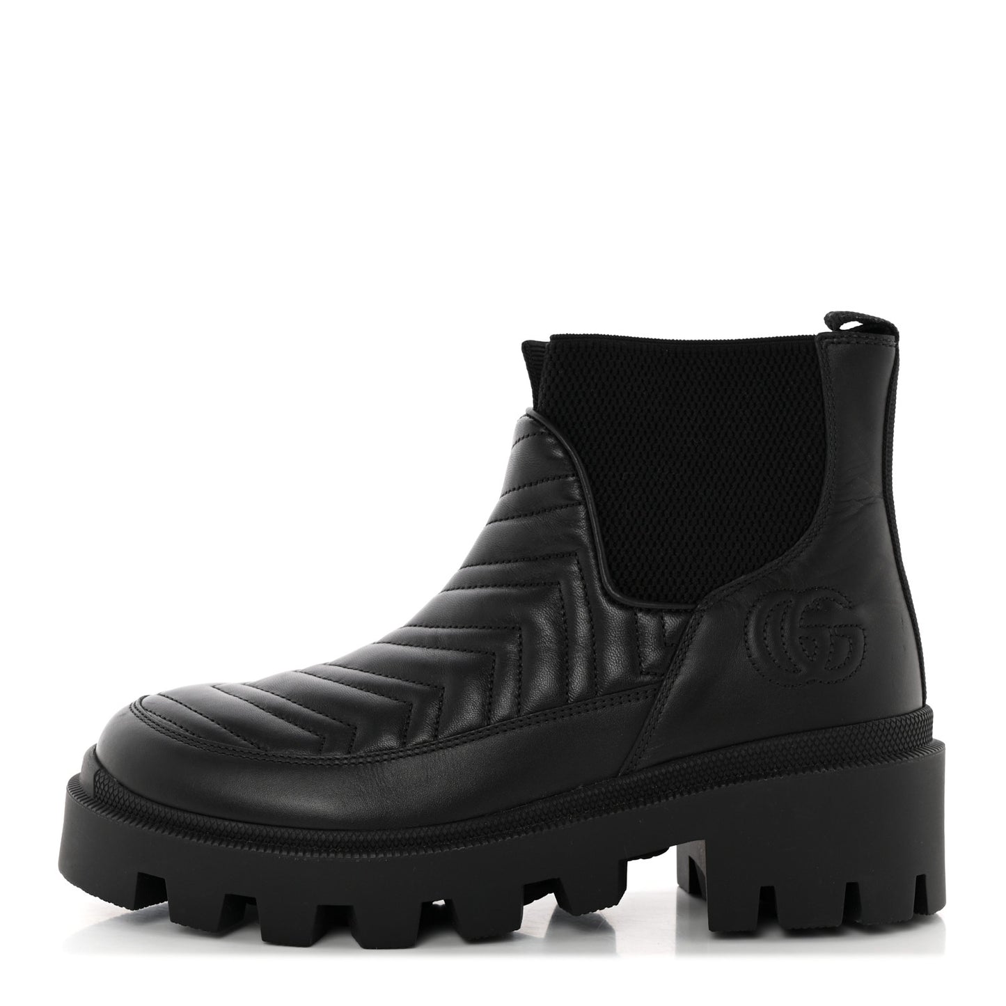 Calfskin Nappa Matelasse Frances Chelsea Boots 38.5 Black
