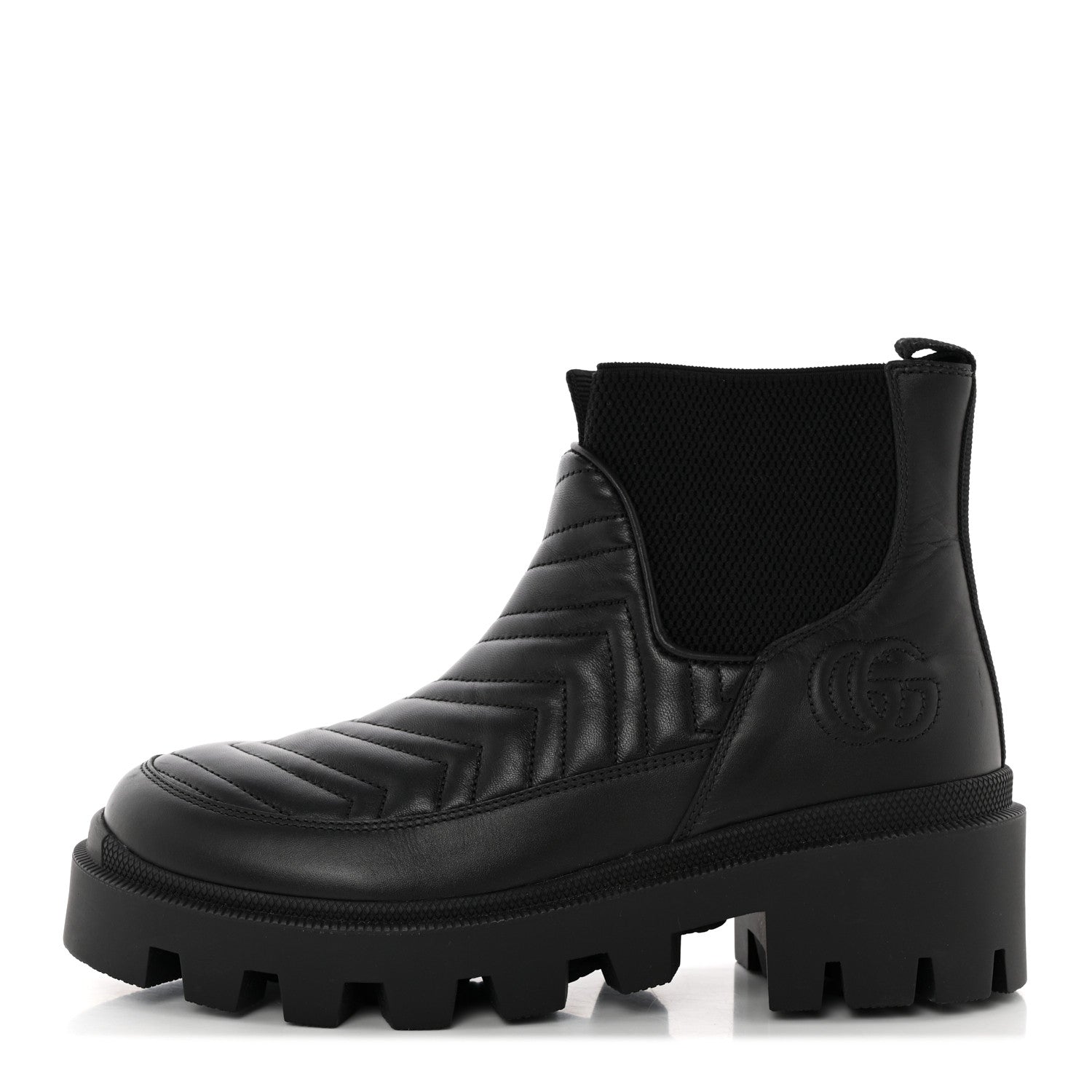 Gucci Calfskin Nappa Matelasse Frances Chelsea Boots 38.5 Black 1 of 14
