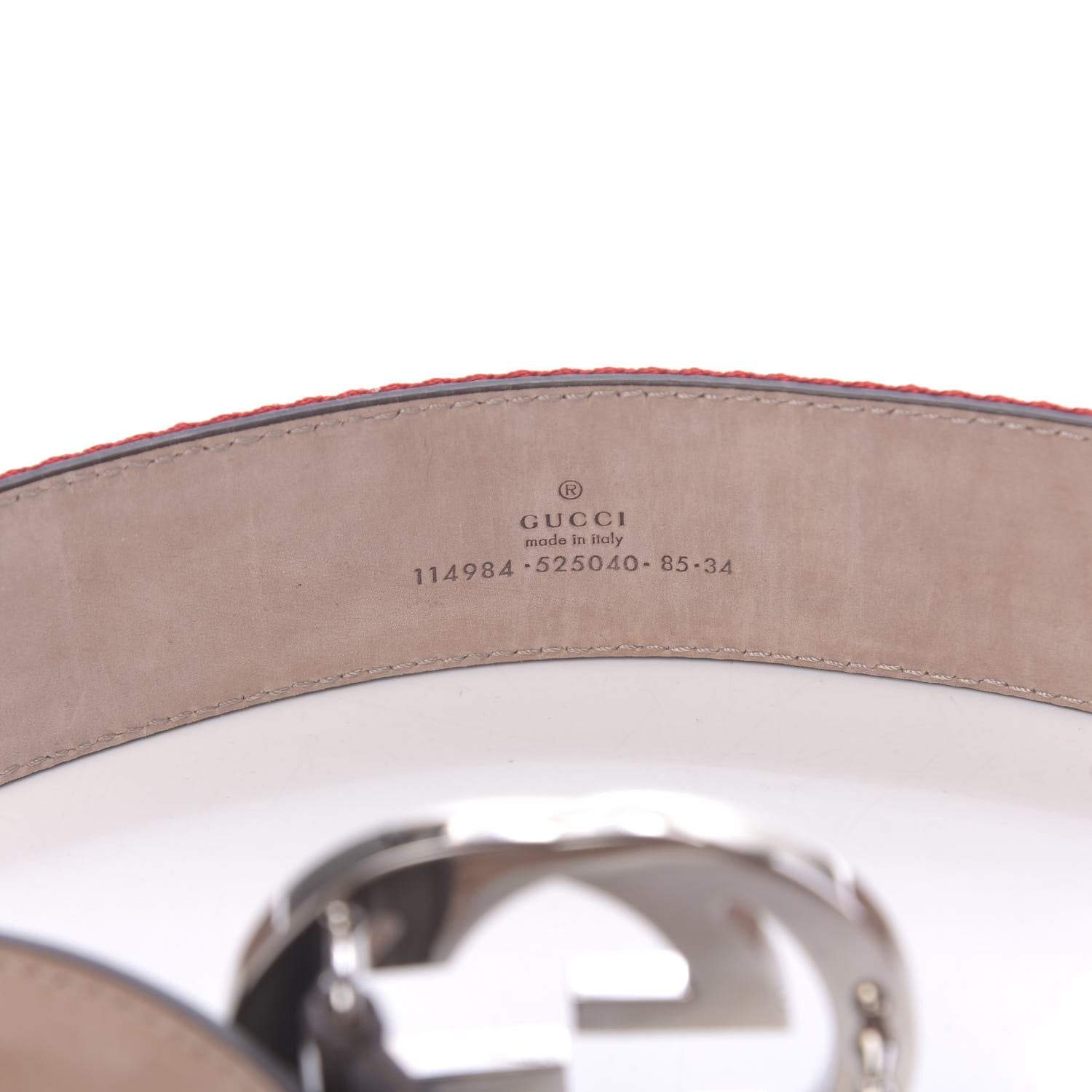 Gucci Canvas Web Interlocking G Belt 85 34 Green Red 3 of 5