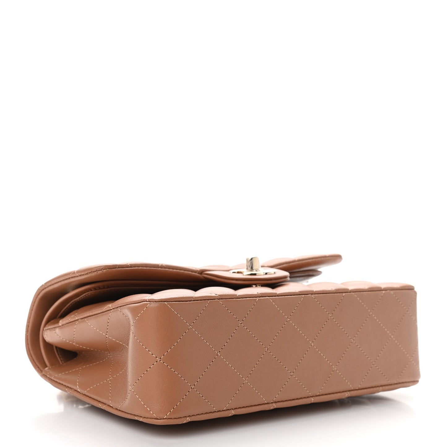 Lambskin Quilted Small Double Flap Brown