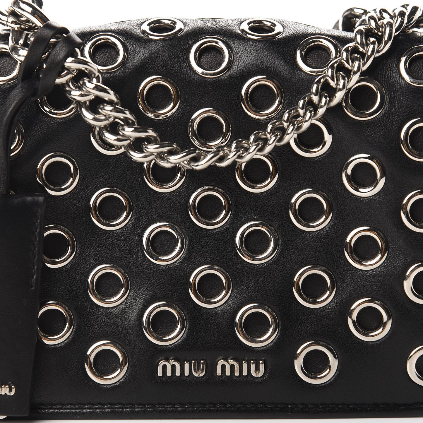 Nappa Grommet Club Shoulder Bag Black