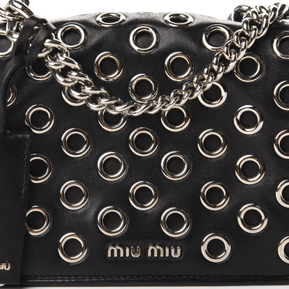 Miu Miu Nappa Grommet Club Shoulder Bag Black 11 of 12