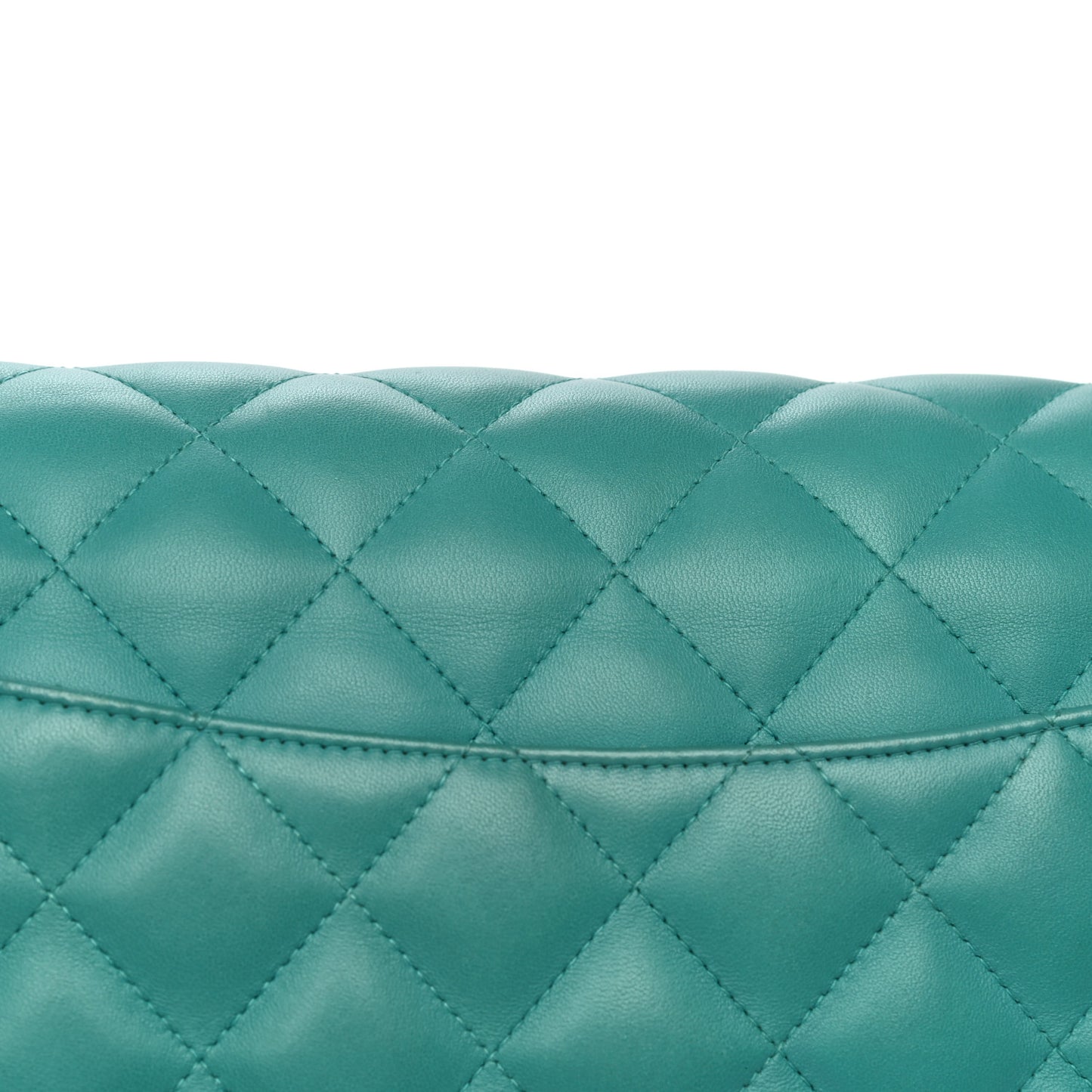 Lambskin Quilted Jumbo Double Flap Turquoise
