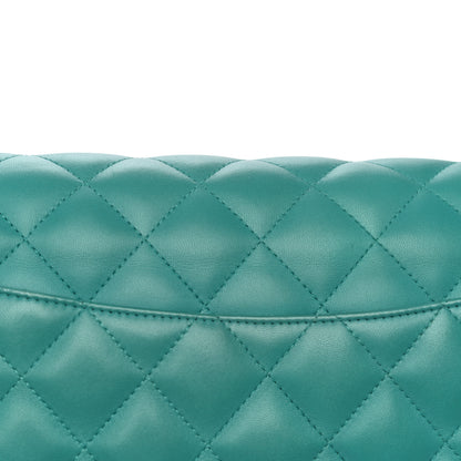 Chanel Lambskin Quilted Jumbo Double Flap Turquoise 13 of 15