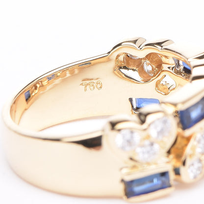 Tiffany 18K Yellow Gold Diamond Blue Sapphire Heart Ring 49 5 6 of 6