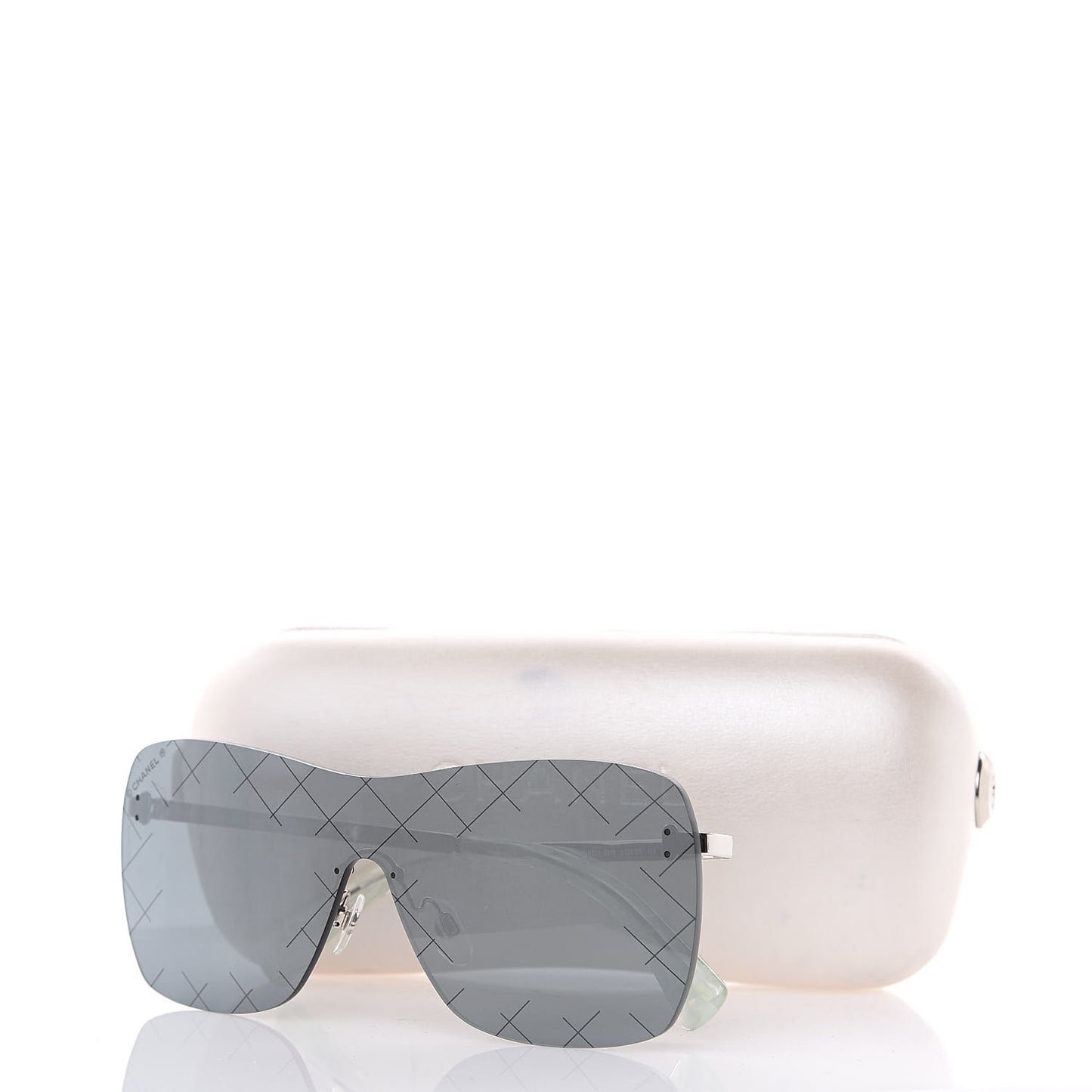 Shield Runway Sunglasses 4215 Silver Blue Mirror