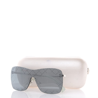 Chanel Shield Runway Sunglasses 4215 Silver Blue Mirror 7 of 7