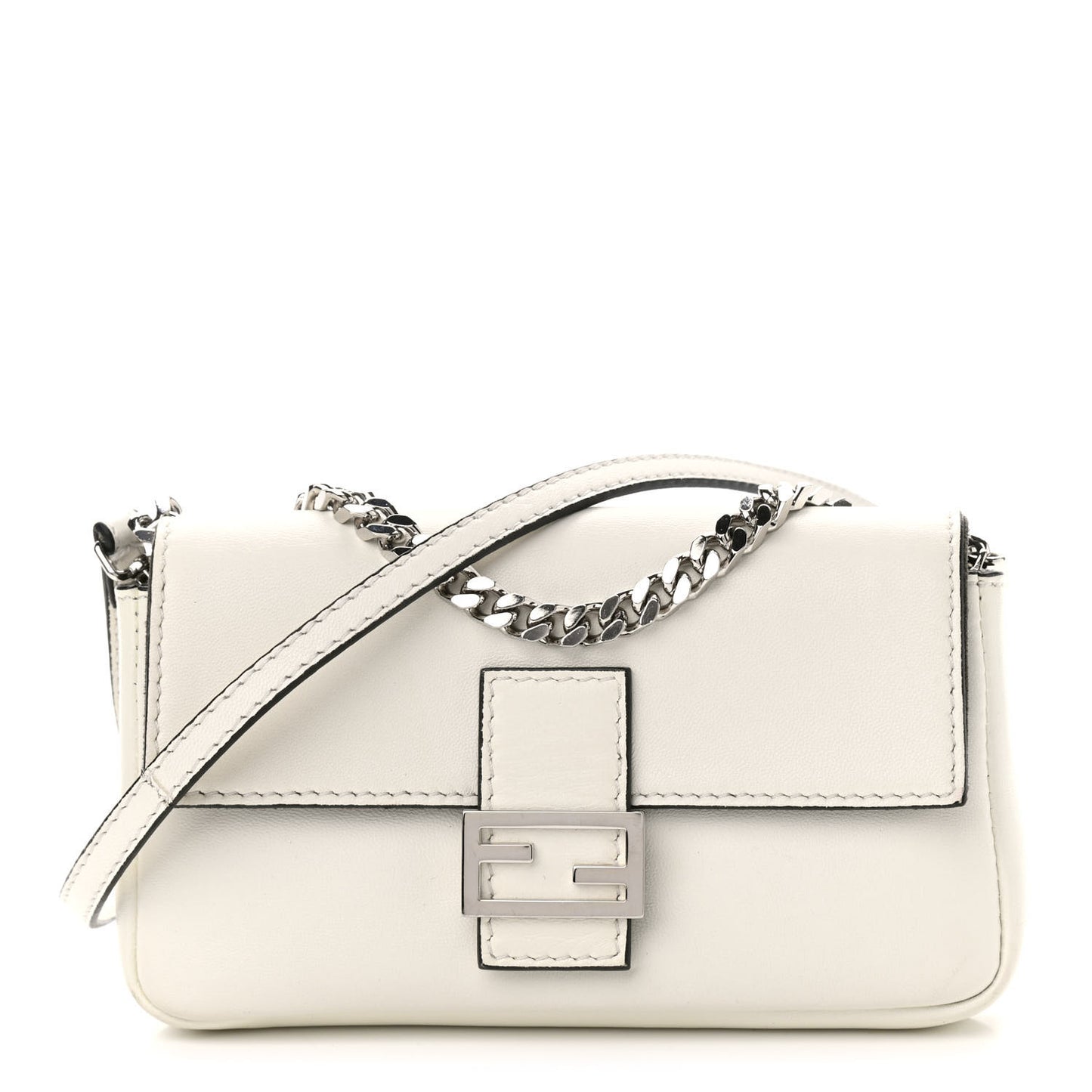 Shiny Nappa Micro Baguette White
