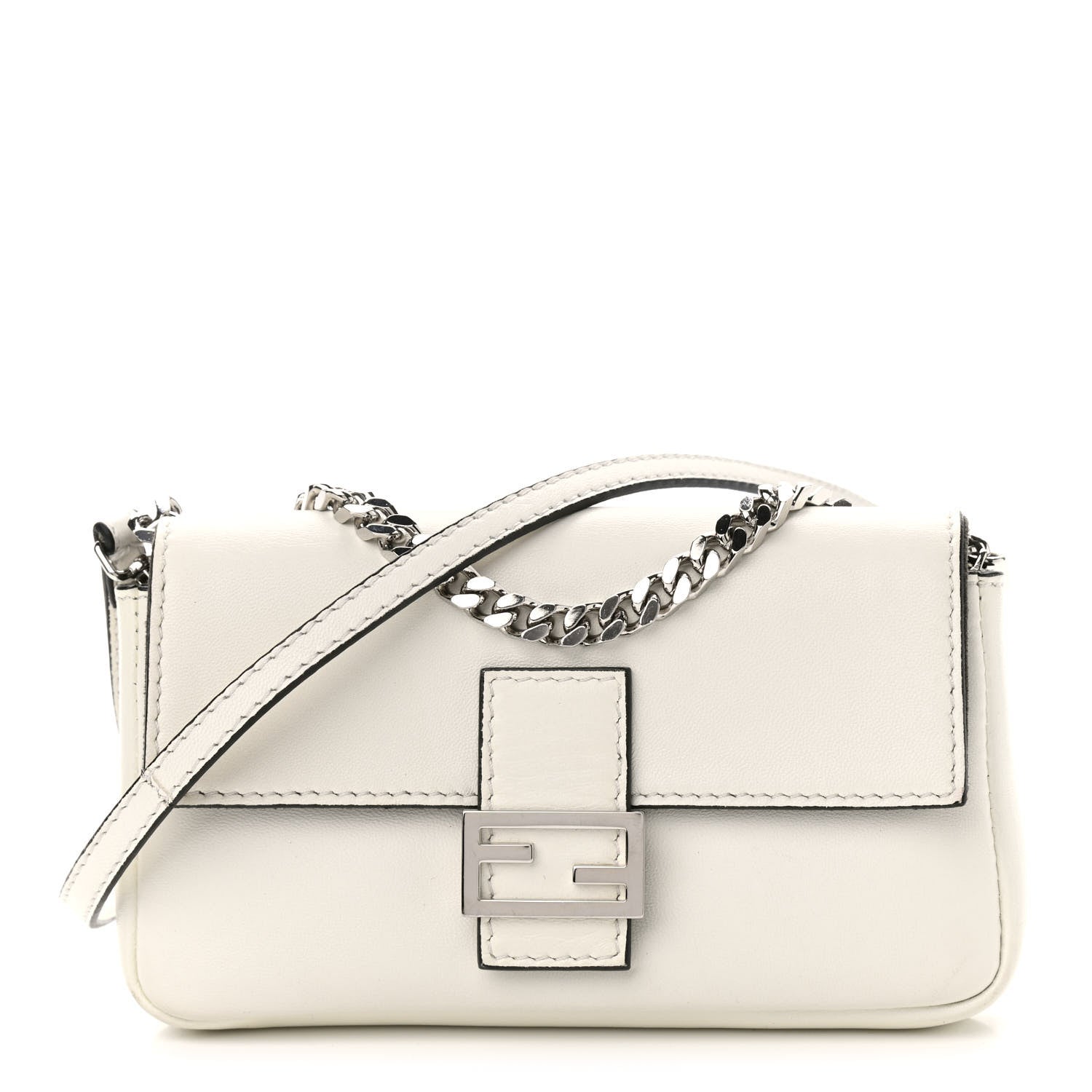 Fendi Shiny Nappa Micro Baguette White 1 of 9