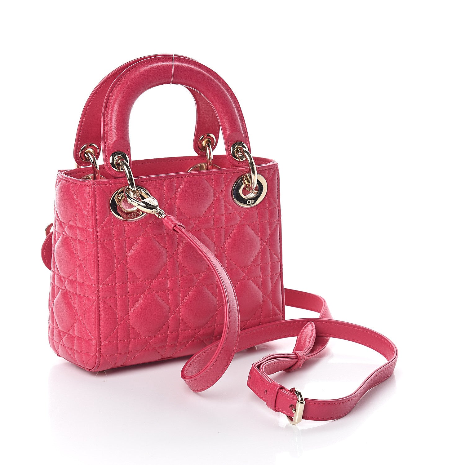 Christian Dior Lambskin Cannage Mini Lady Dior Fuchsia 2 of 8