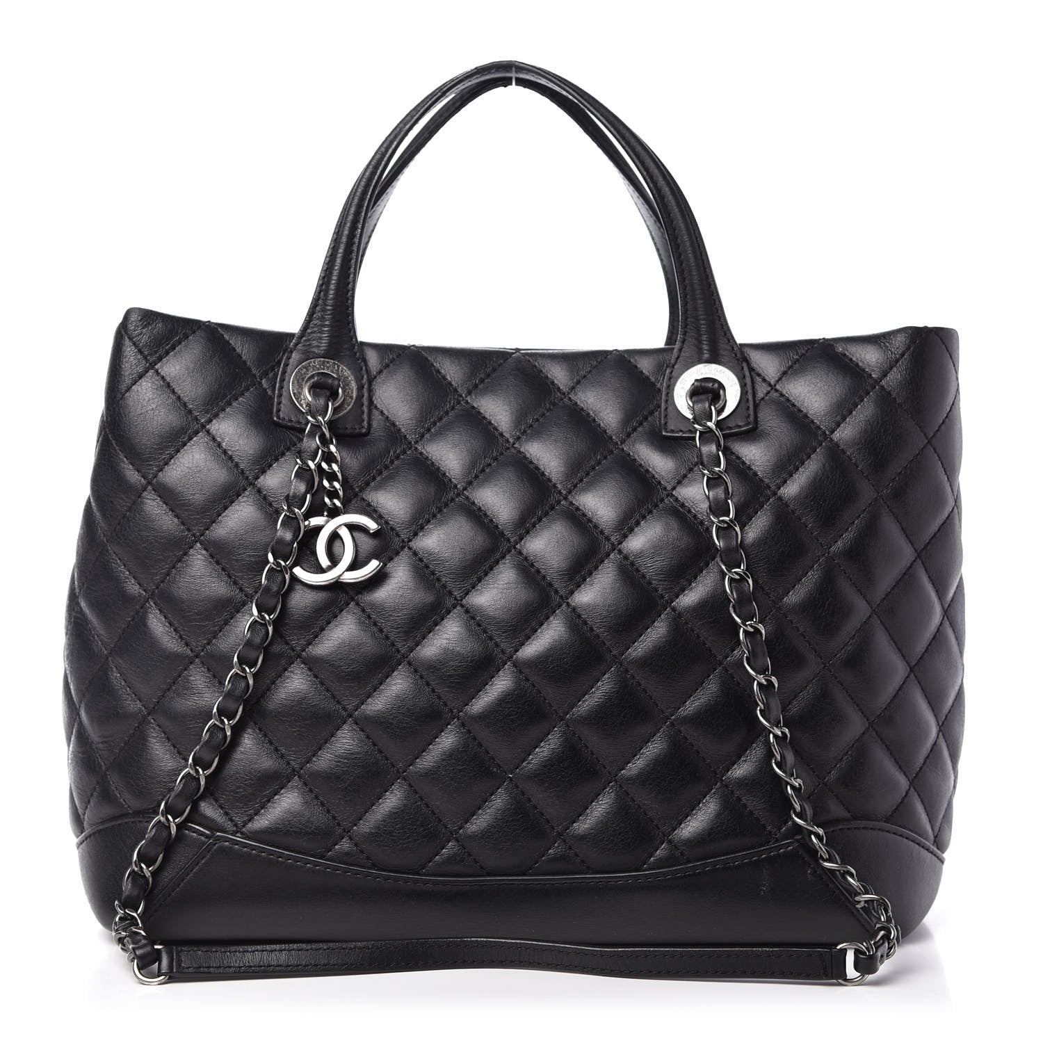 Chanel Calfskin Quilted Small Easy Shopping Tote Black 1 of 12