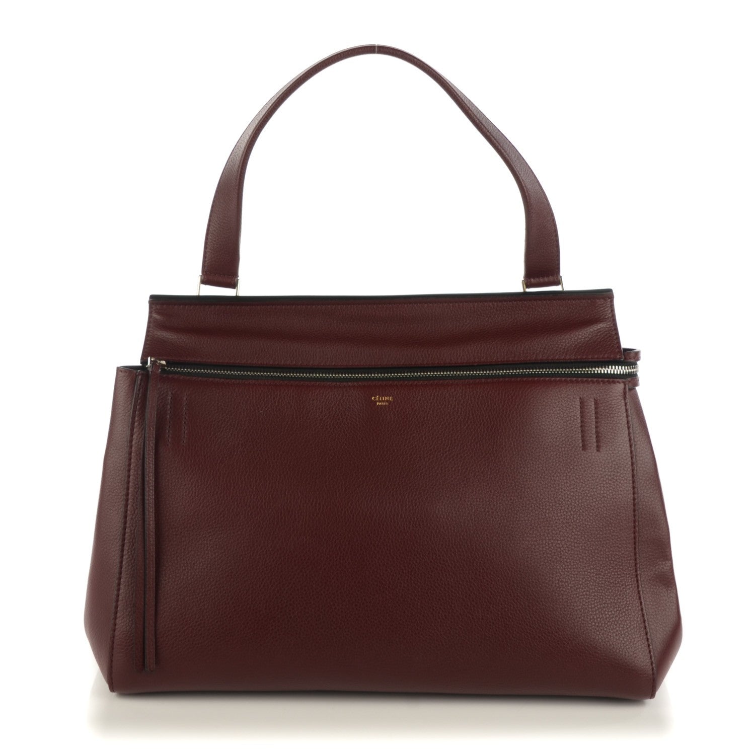 Celine Drummed Calfskin Large Edge Shoulder Bag Burgundy 1 of 7