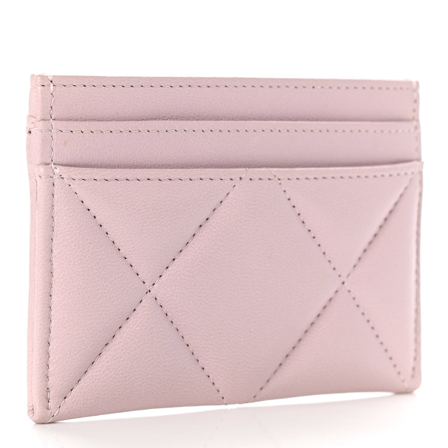 Lambskin Quilted Chanel 19 Card Holder Light Pink