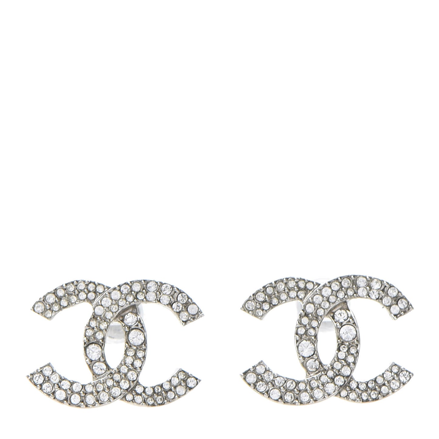 Crystal Large CC Earrings Silver