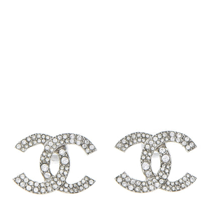 Chanel Crystal Large CC Earrings Silver 1 of 5