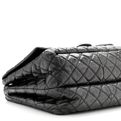 Chanel Metallic Aged Calfskin Quilted Reissue 2.55 Accordion Flap Black 9 of 11