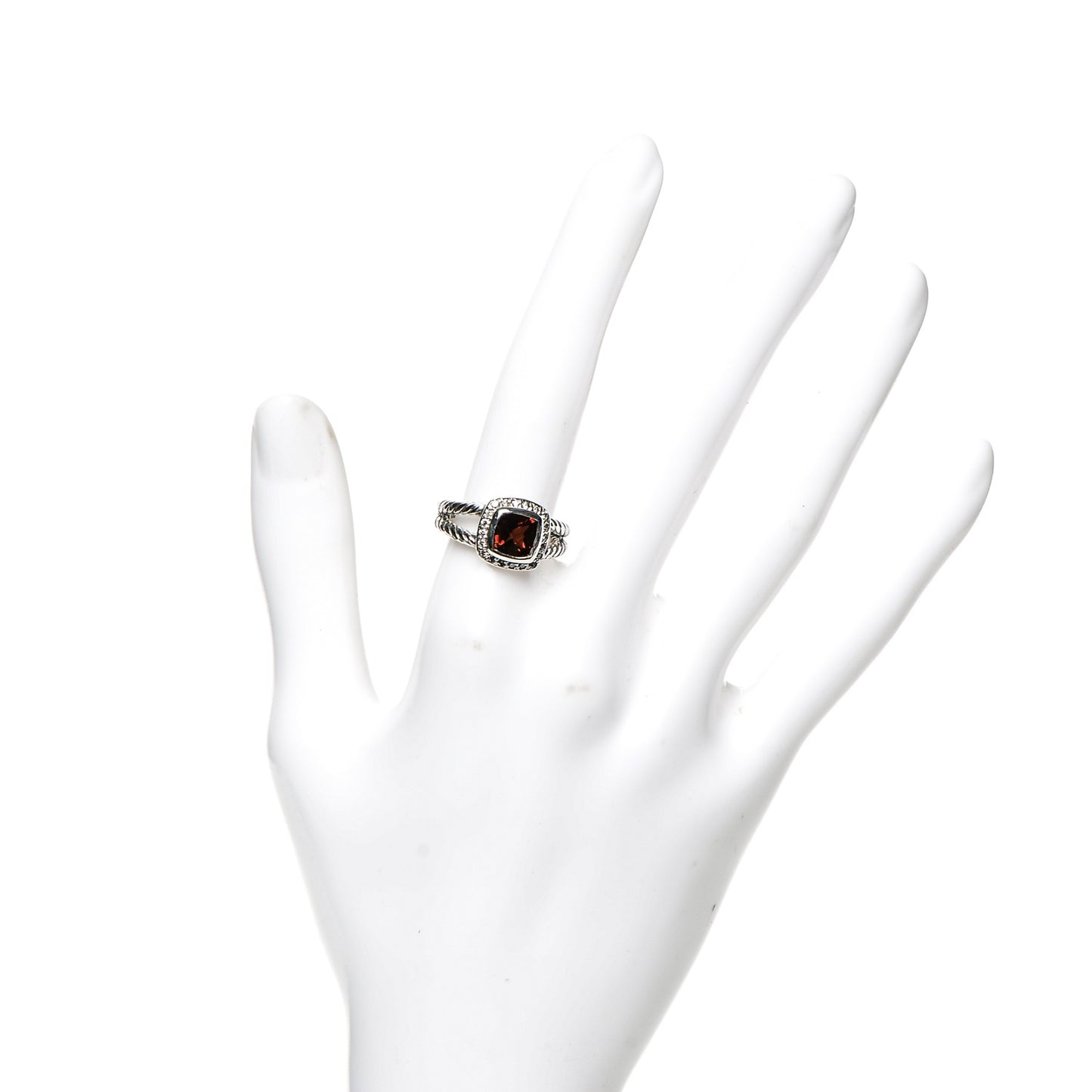 Sterling Silver Diamond Garnet 7mm Petite Albion Ring 53 6.5