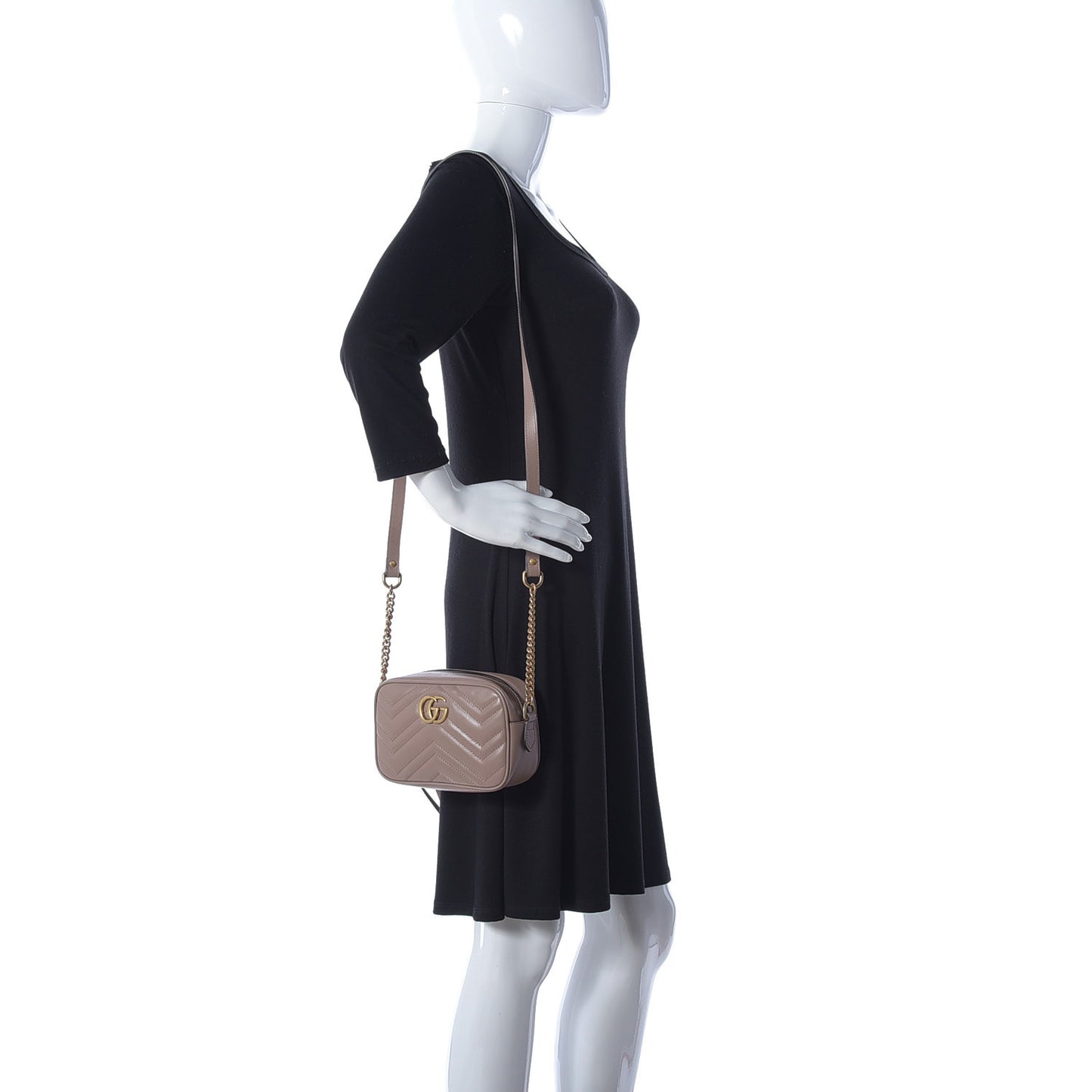 Calfskin Matelasse Mini GG Marmont Chain Shoulder Bag Porcelain Rose