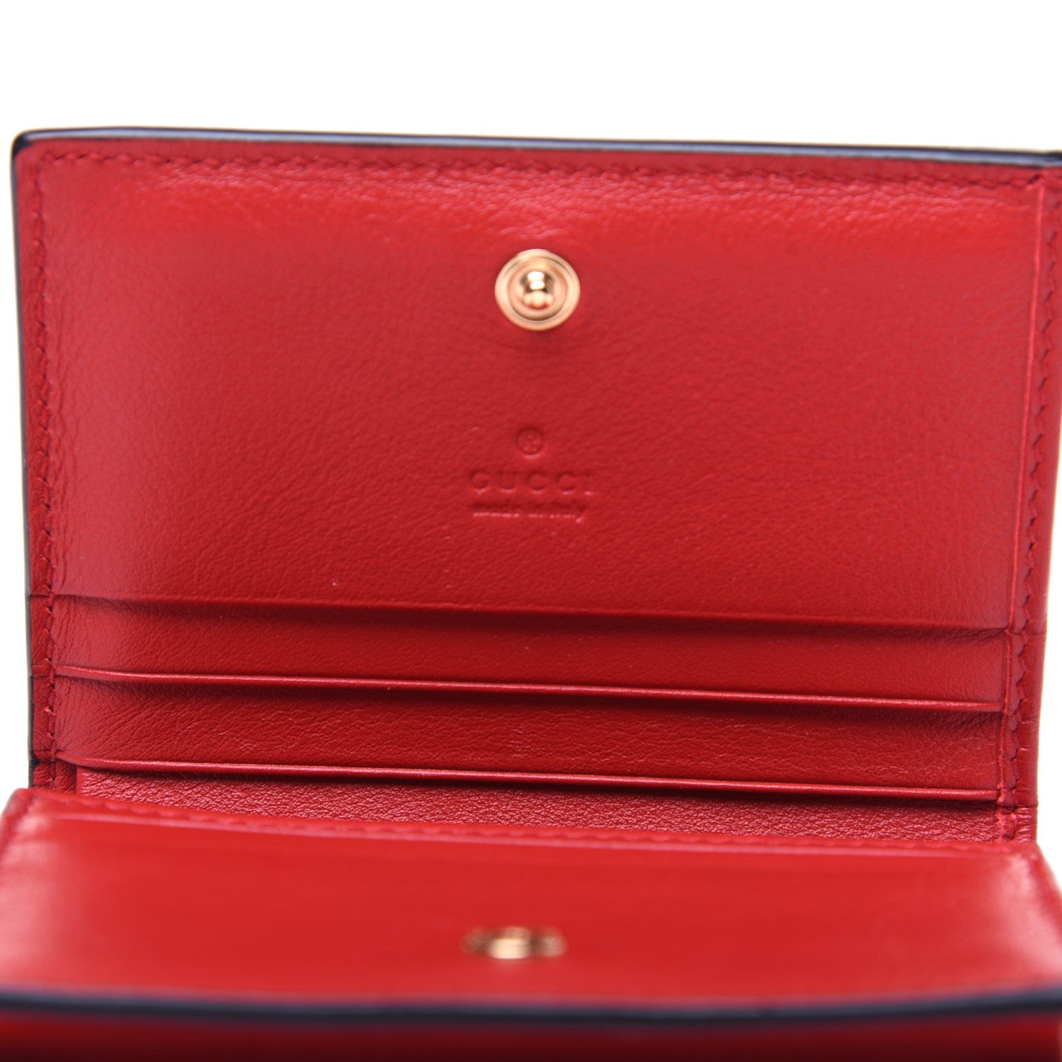 Gucci GG Supreme Monogram Apple Card Case Wallet Beige Multicolor Lobster Red 8 of 11