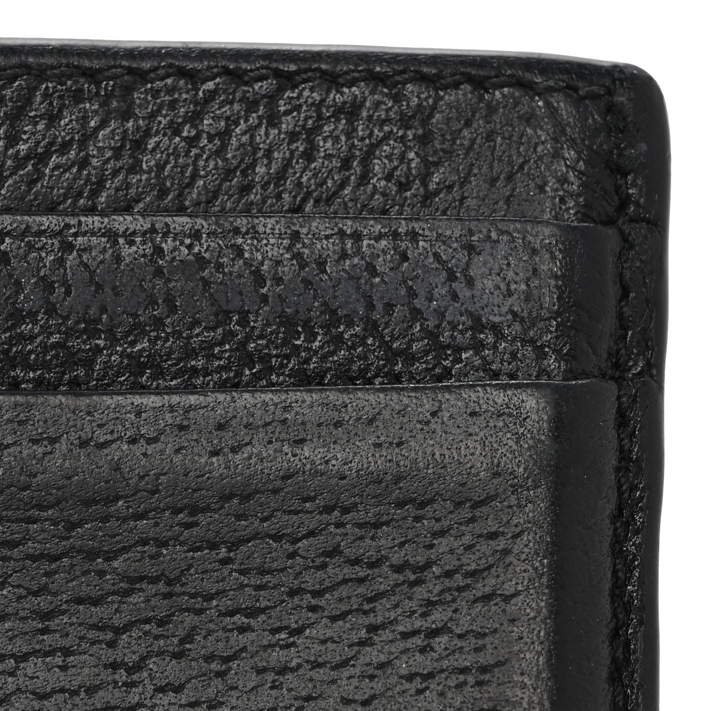 Pebbled Calfskin Animalier Card Holder Black