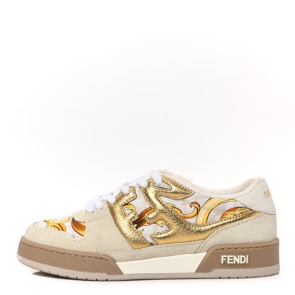 Versace X FENDI Suede Fabric FF Baroque Womens Fendace Match Sneakers 39 Gold Multicolor 1 of 8